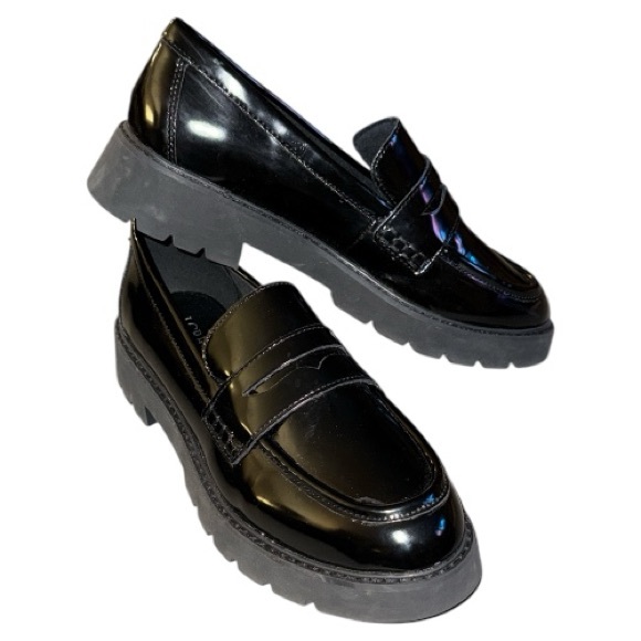 J. Crew Lug Sole Penny Loafer Vegan Faux Leather black CD234 size 9 NEW NIB - Picture 3 of 7